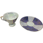 Blue and white Iridescent Teacup and Saucer Set with small gold accent pattern A+ Stuff  A+ Stuff