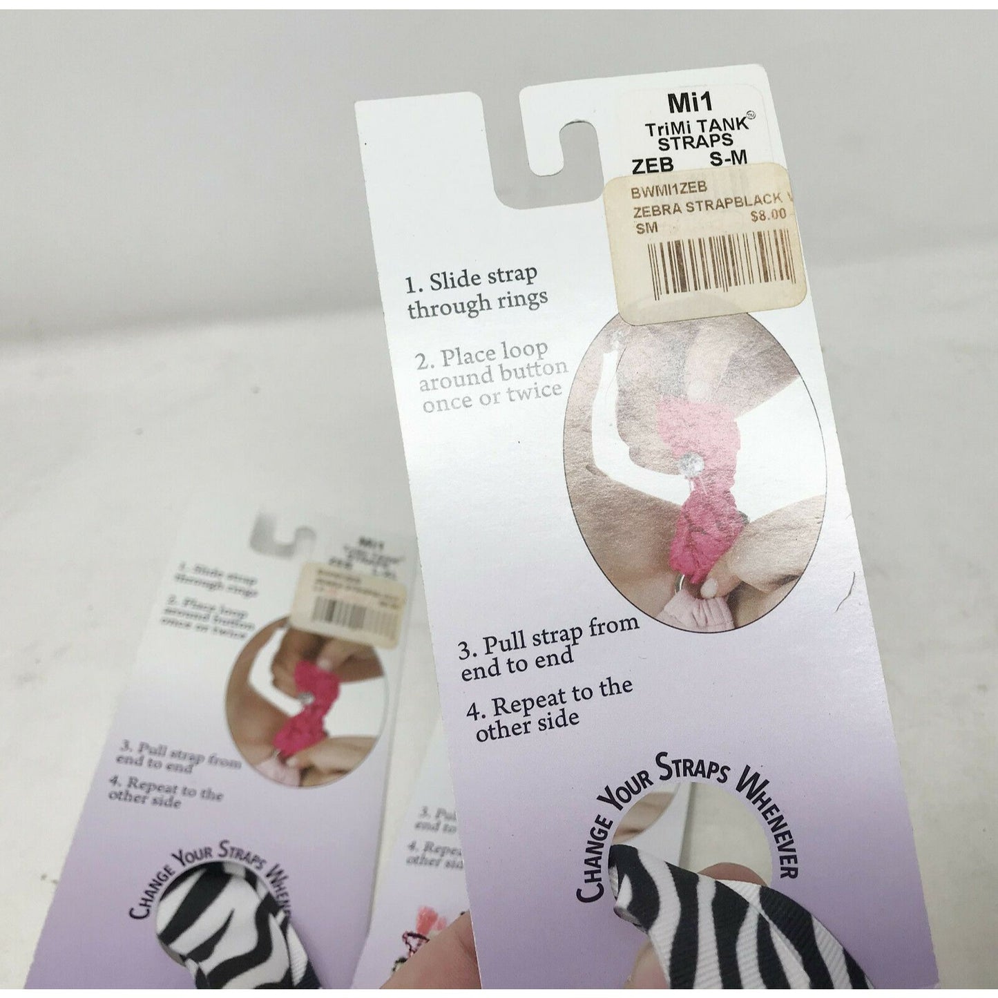 TriMI TANK STRAPS (set of 3) Zebra Print & Razzler ( L-XL & S-M)