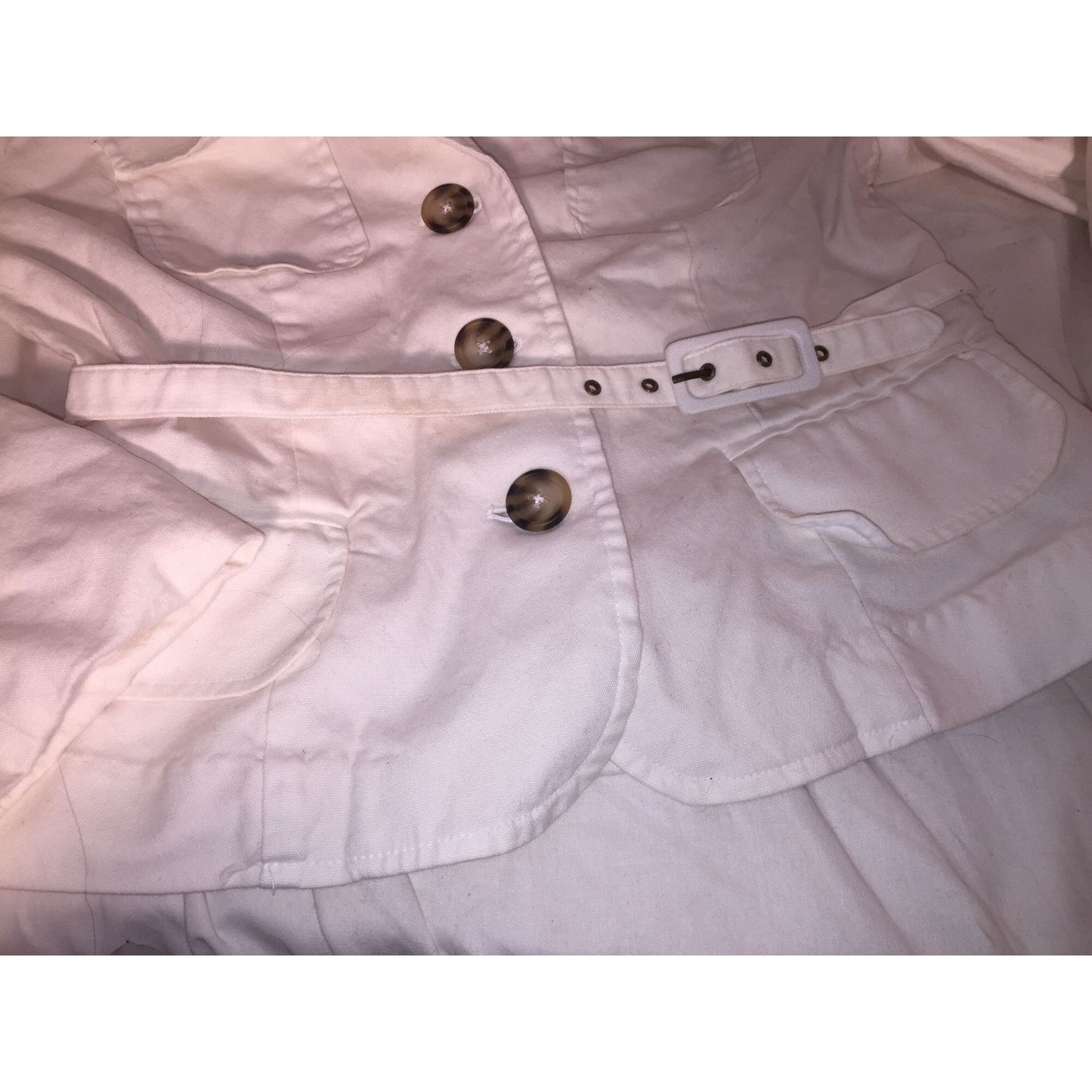 Mossimo White Blazer with Buttons and belt - Hint of Military Style Size Small