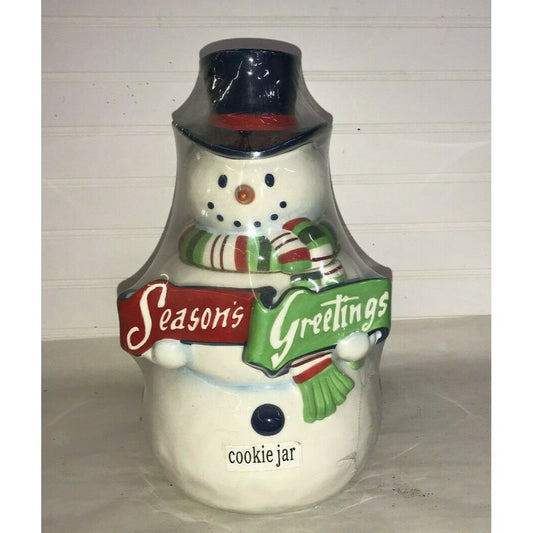 St Nicholas Square Christmas Season's Greetings Snowman Cookie Jar