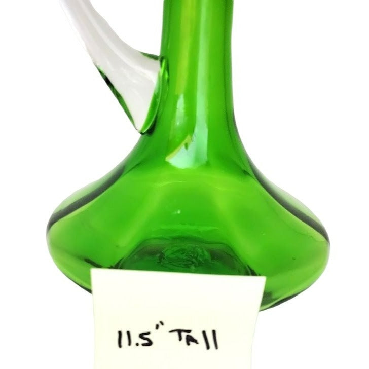 Vintage Bischoff Vivid Green Decanter with Clear Handle - 11.5" tall