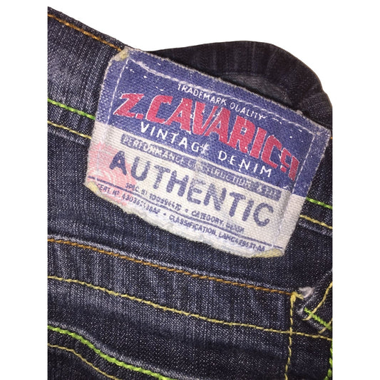 Vintage Z Cavarricci Jeans - Womens size 9 Green Swirl Embroidered Pockets Lime Green and tan threads