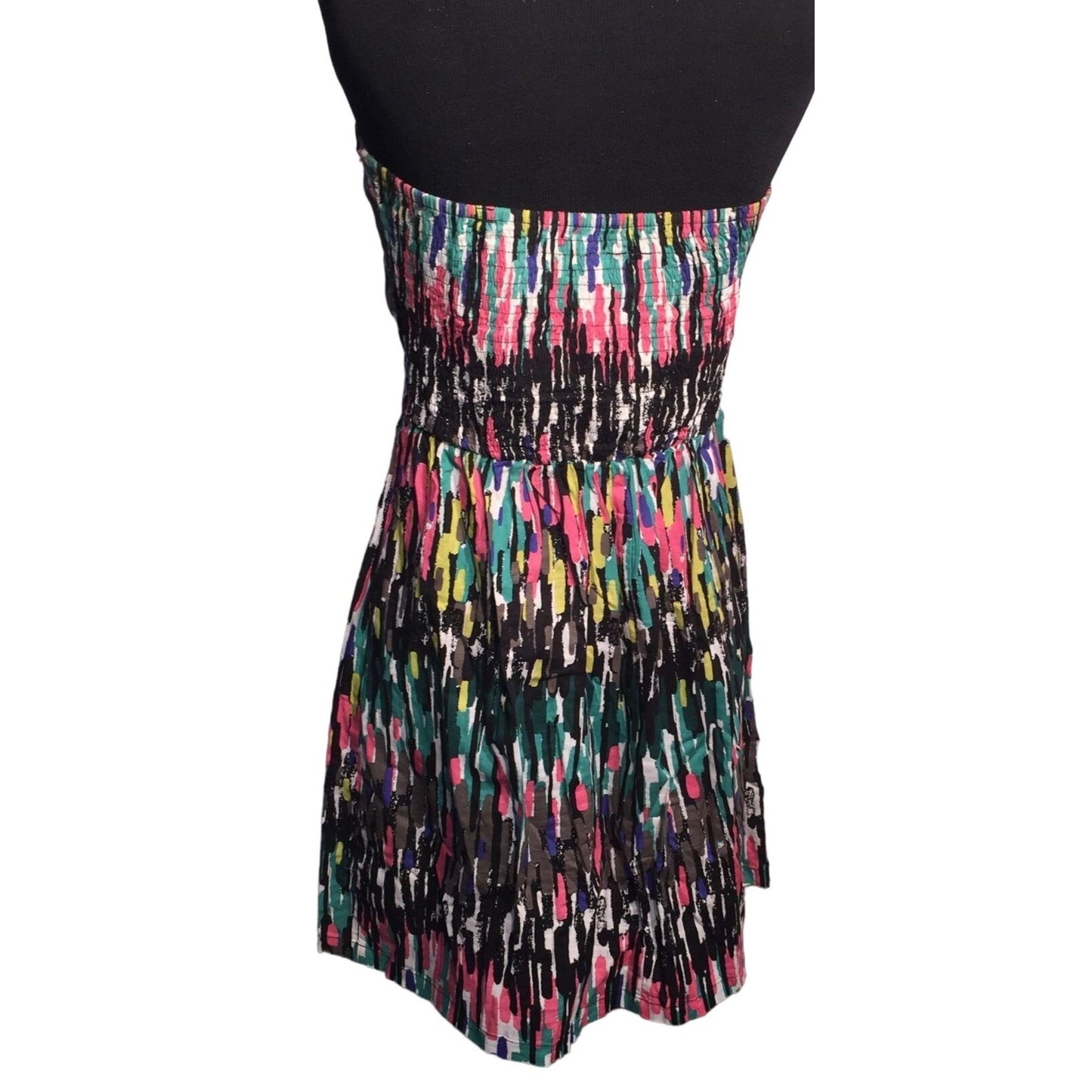 Johnny Martin Paint Stroke looking Sleeveless Party Dress Black, Teal, Pink, White, Yellow