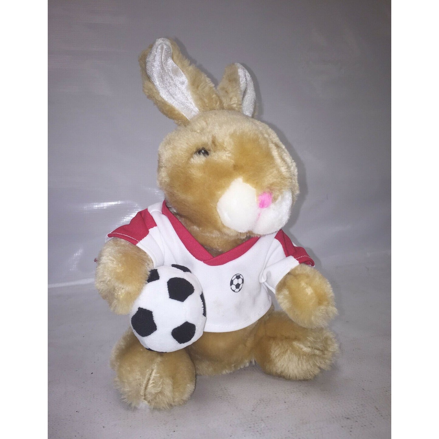 DANDEE Plush SOCCER BUNNY Rabbit Stuffed Animal w Jersey & Ball