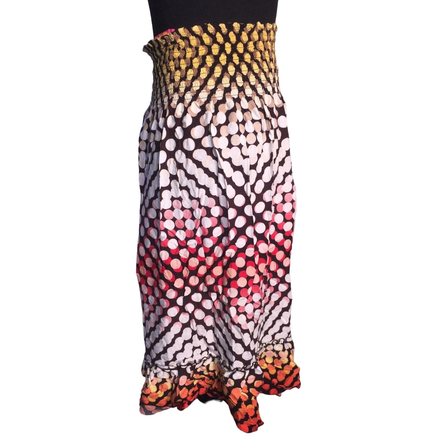 Catch My i - Colorful Dot Illustion looking Gypsy Skirt - Medium Length - Womens size Medium