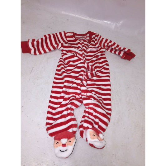 CHRISTMAS Baby SANTA'S HELPER Red/White Striped Sleeper 3 Mos