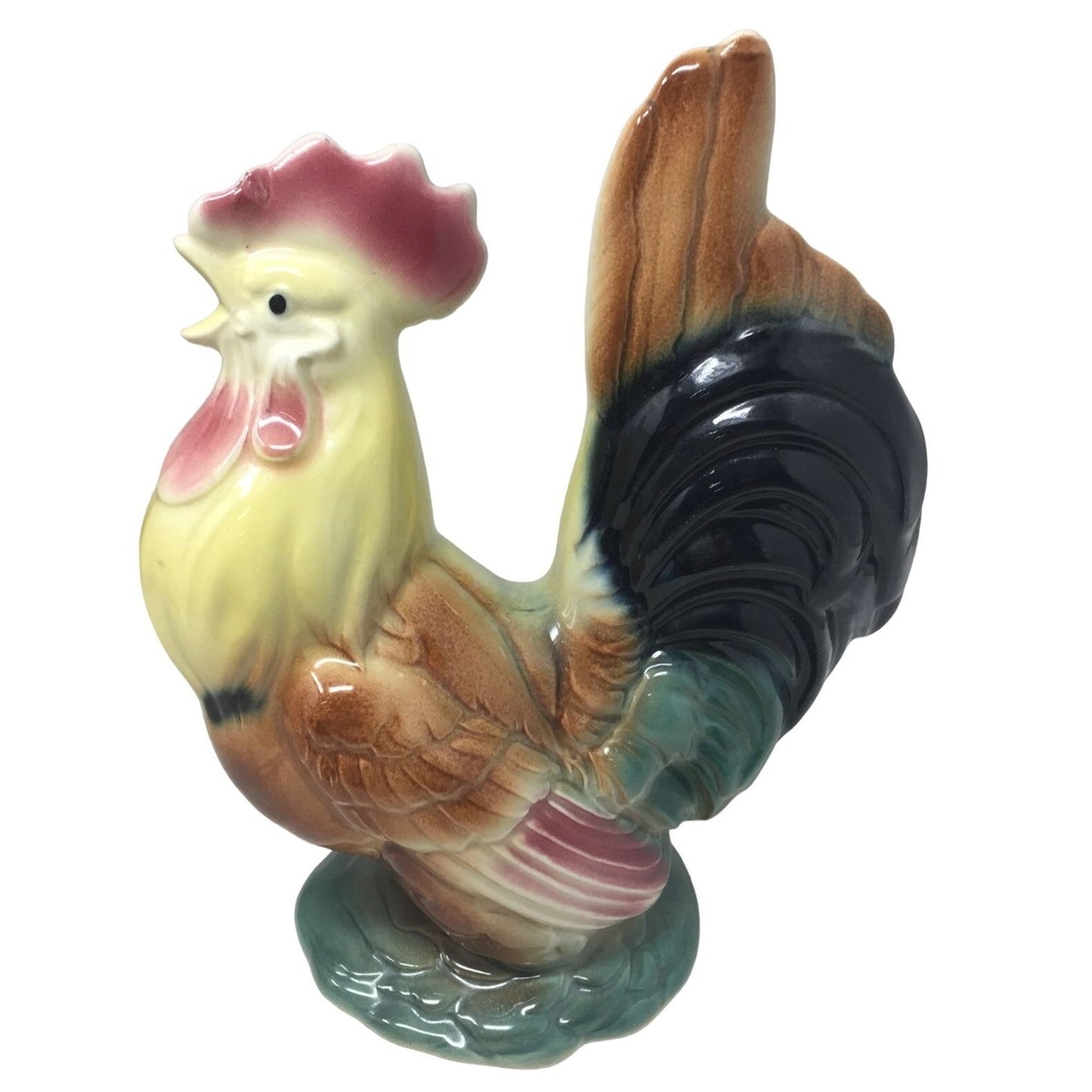 Vintage Rooster Figurine Royal Copely Possibly? - Yellow, Red, Green, Brown