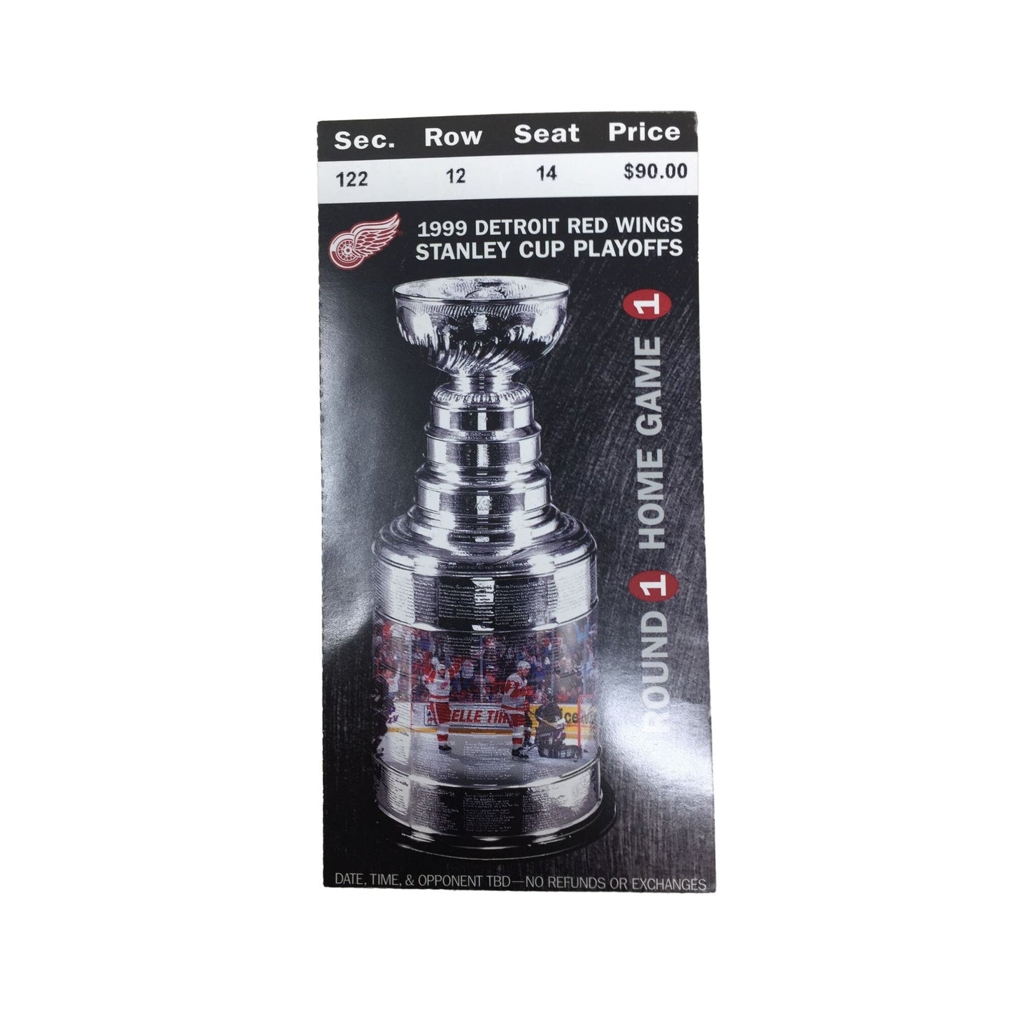 1999 Detroit Red Wings Stanley Cup Playoffs Round 1 Home Game 1 $90 Tieket Row 12 Seat 14 Sec 122