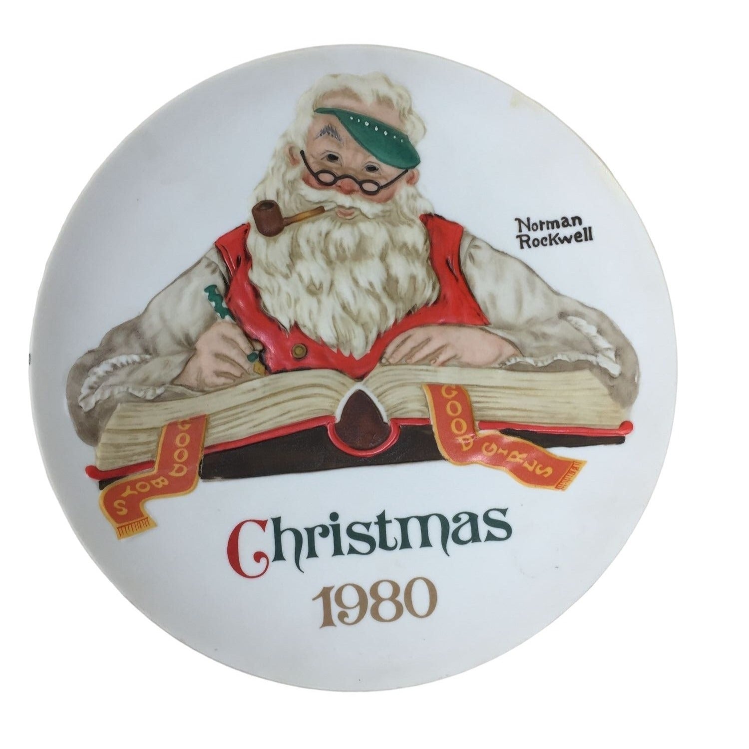 "Checking His List" Norman Rockwell Christmas 1980 Collectible Plate in Box with tags  Features: • Limited Edition Plate 15,743  Size: Unisex 8.5" Diameter  Condition: Pre-Owned Good  Like New in box with documents and tags shown.