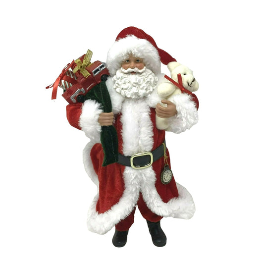 10." Santa Figure with Teddy bear and Bag of Presents  Christmas