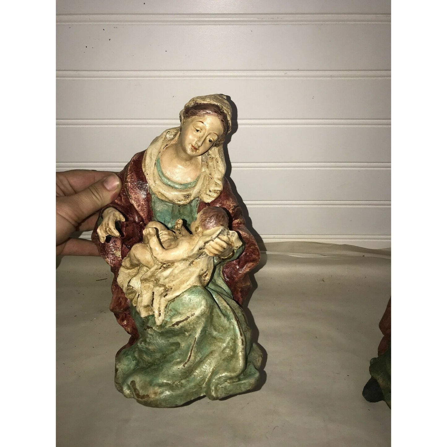 Nativity JOSEPH (16") & VIRGIN MARY w JESUS (8")Figures Christmas