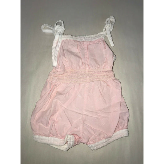 Cute Pink and white Sun Suit / Romper with Hat Infant 12 mos.