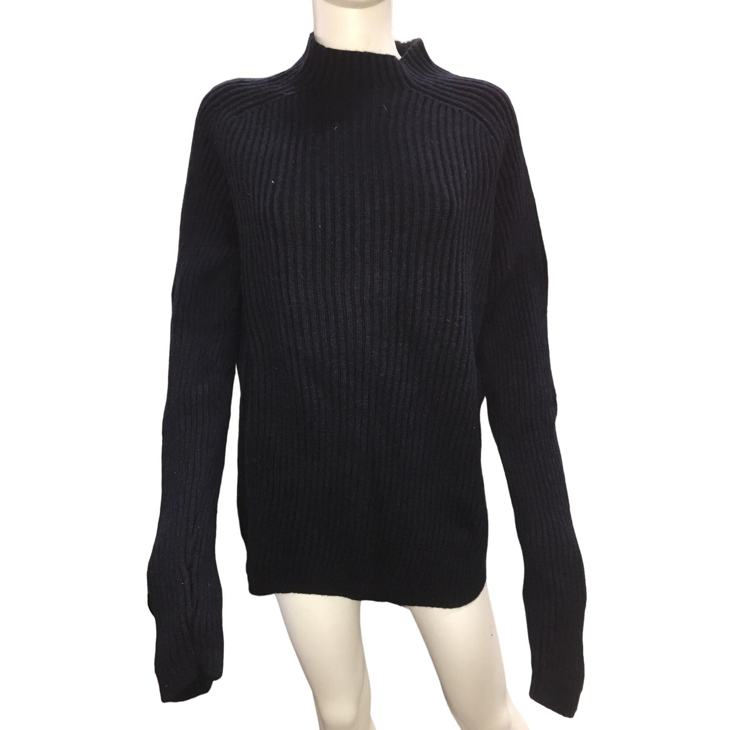 Express Mens Merino Wool Sweater size XL Black (Bluish hue in some light) - High Collar / Ribbed Design