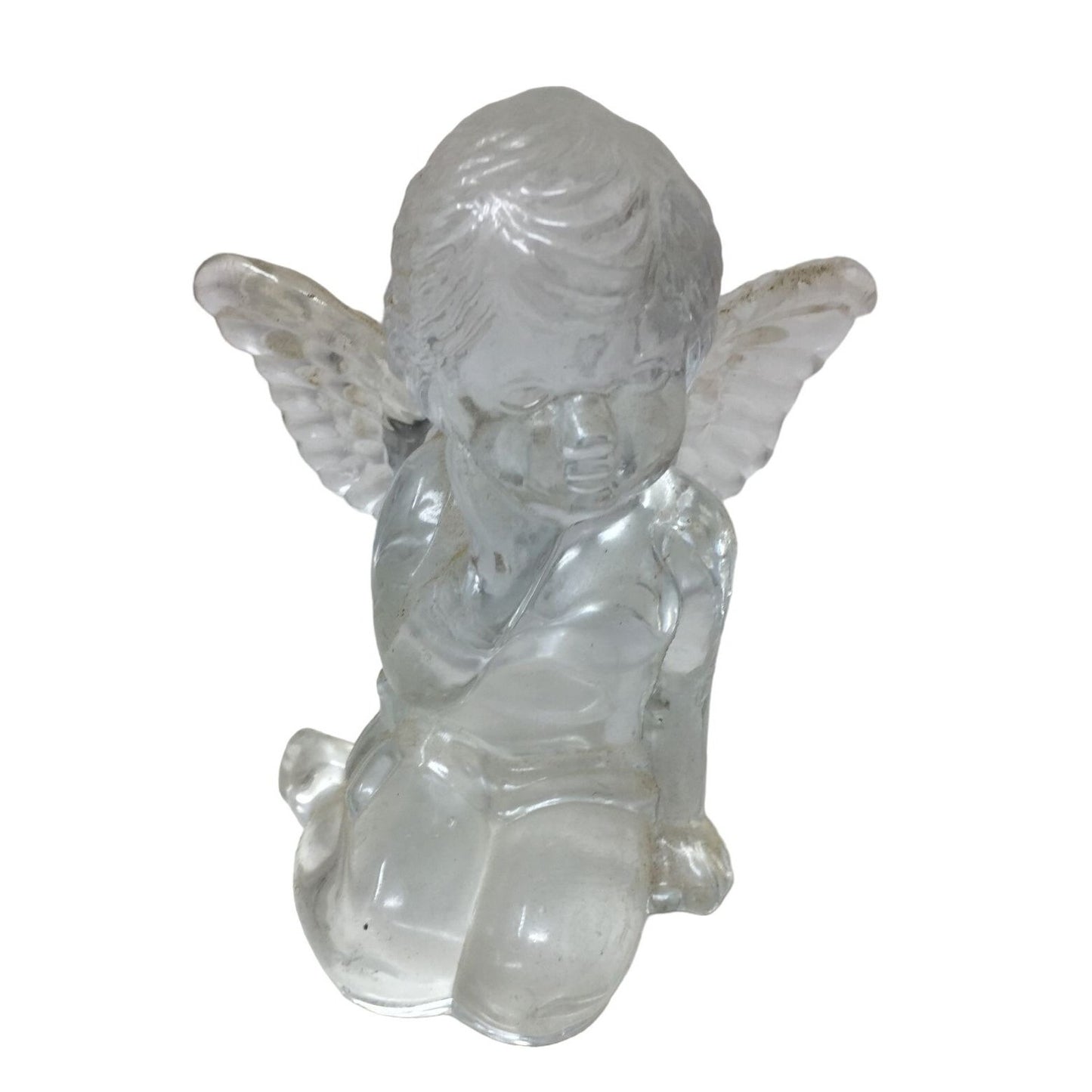 Clear Glass Angel Candlestick Holder - Sweet Cherub Decor