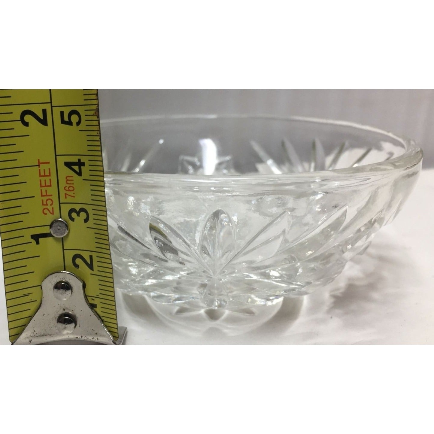 Vintage small crystal dish with petal pattern - fancy dishes - pretty small condiment bowl or dessert bowl