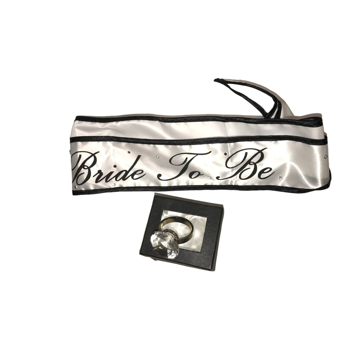 BRIDE to BE Bachelorette Party "Bride" Bag, Giant Ring, Sash, Cosmetic Bag & Tote