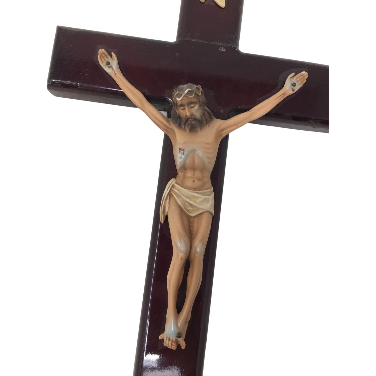 Vintage INRI Wooden Jesus on Cross Religious - Religious Christian  Piece