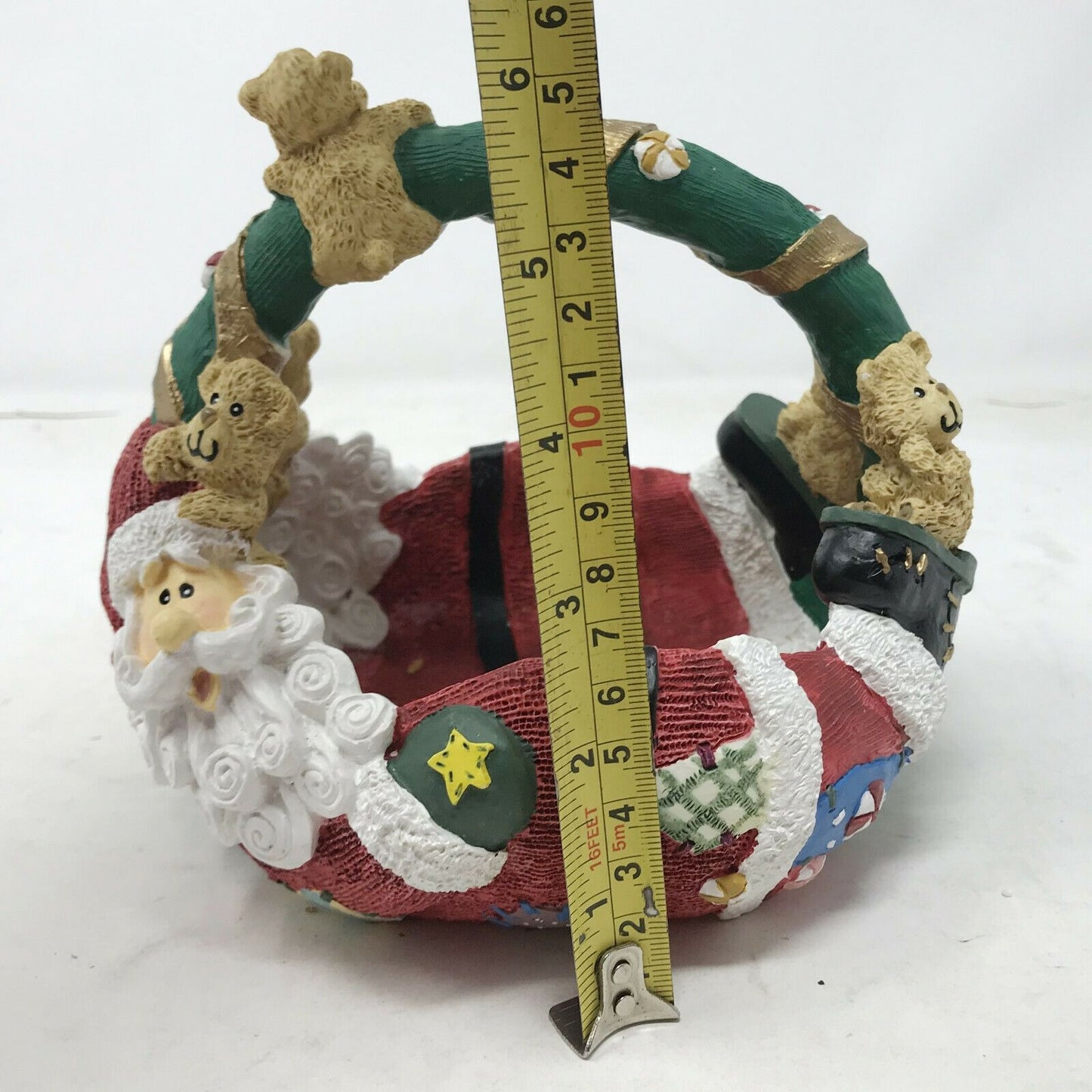 DEPARTMENT 56 Resin Basket or Bowl SANTA CLAUS w Teddy Bears FUN