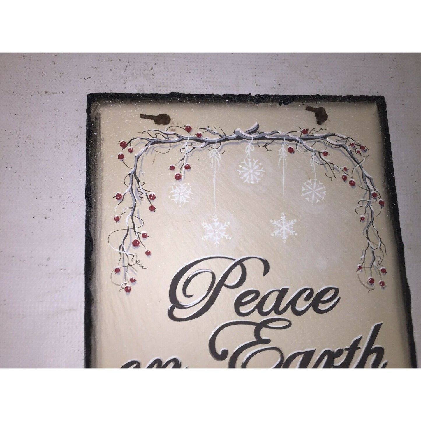 Peace On Earth Holiday Decorative Hanging Tile Christmas Decor