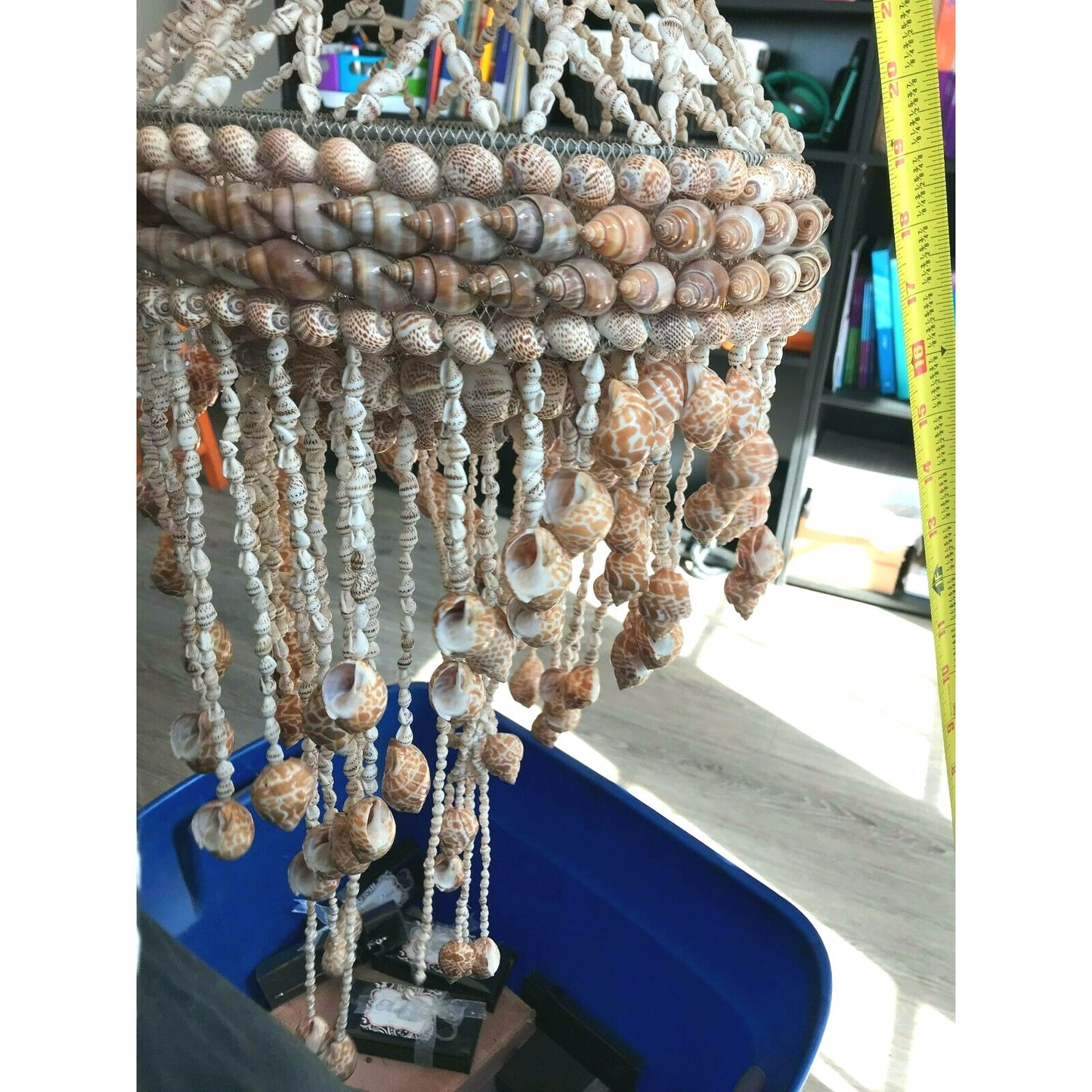 Vintage SEASHELL WIND CHIME Boho Nautical Chandelier Style Needs Repair