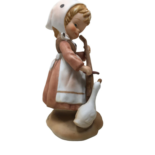 All the Lord's Children Figurine - GIRL with Cello and Goose Enesco - Vintage Collectible Figurine