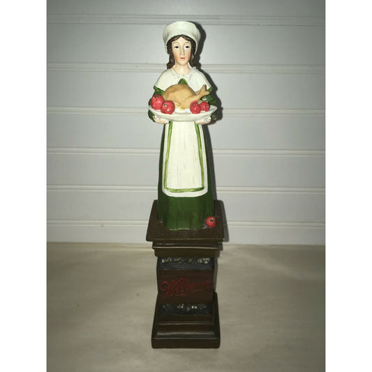 PILGRIM Woman Carrying Turkey Platter 12" Tall THANKSGIVING Statue