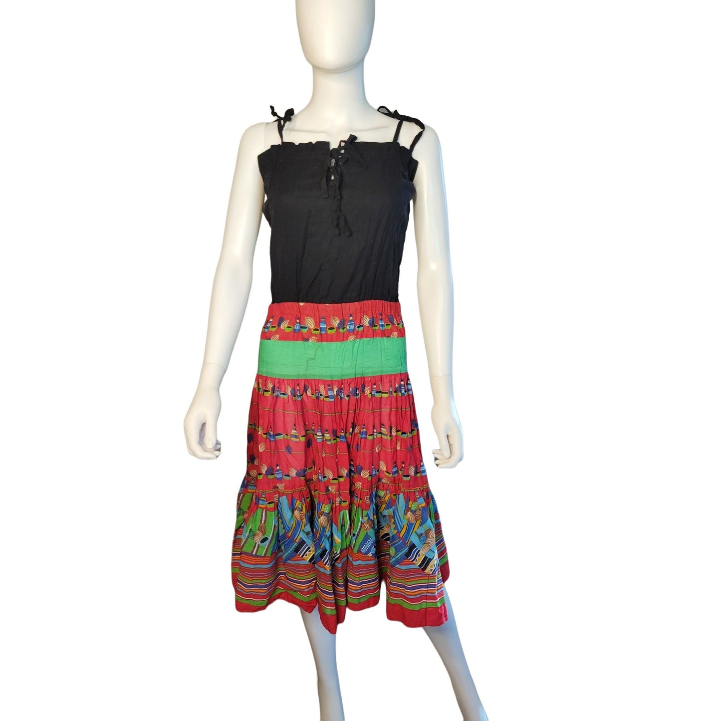 Colorful GYPSY DRESS Green, Red, Black SUMMER Dress