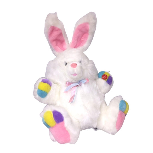 Vintage EASTER BUNNY Plush - Colorful Hands and toes - Chrisha Creations (1988)