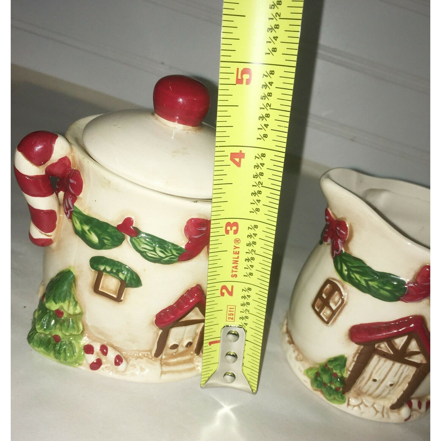 Holiday Village Creamer Sugar Marshmallow & Cookie Jar Serving Set