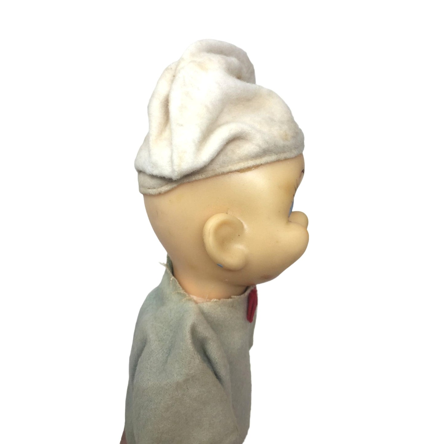 Vintage Mid-Century Baker or Chef? Doll White hat, Paisley Slippers Great retro Face