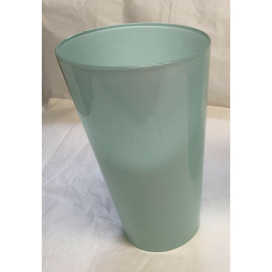 Retro Teal / Aqua Vase - Greenish Painted Glass Vase 8" Tall