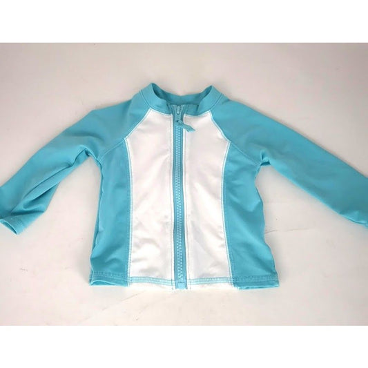 Cat and Jack Infant 9mos aqua and white zip up athletic baby jacket