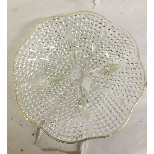 Vintage Clear Glass Dish with Gold Rim - Ball Pattern inside Glass