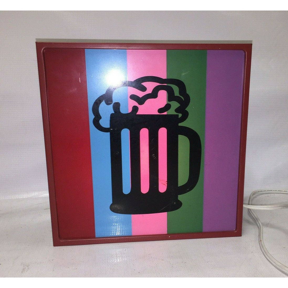 Beer Mug Light Box Bar Sign ManCave Target Red Pink, Green, Purple