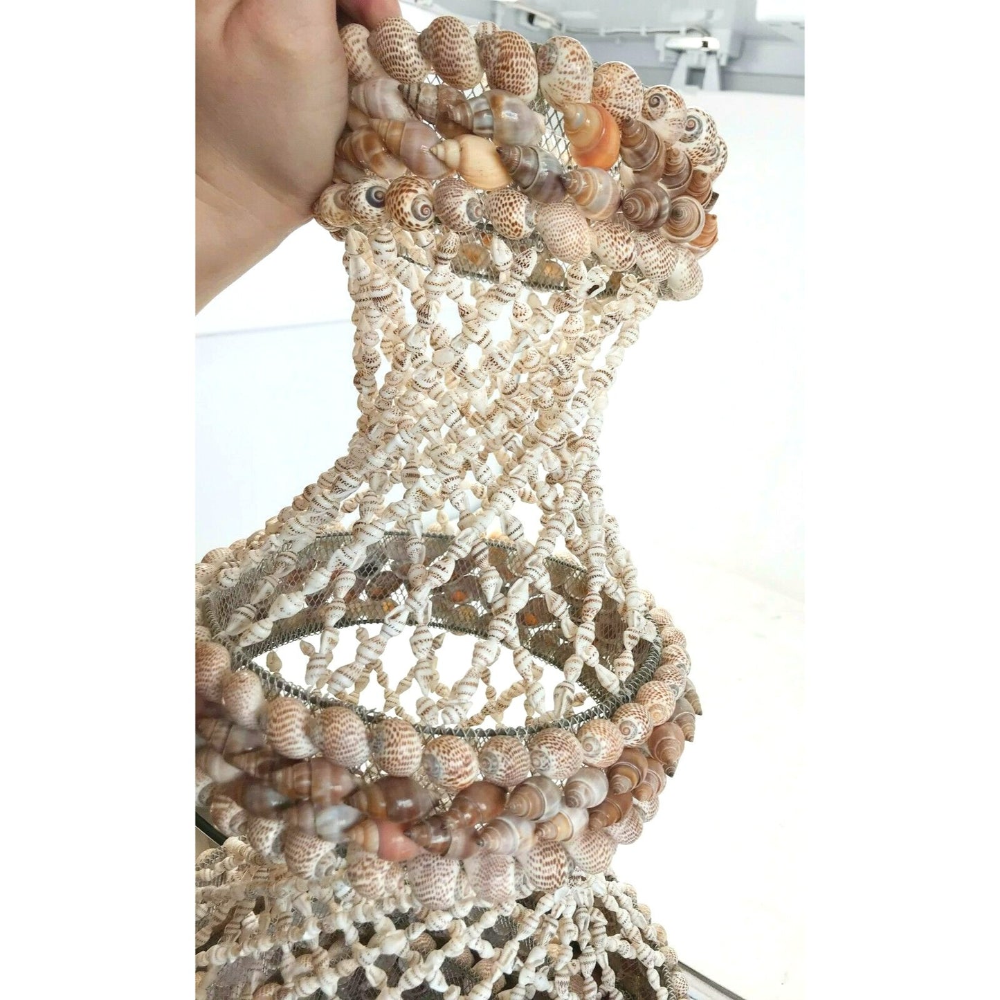 Vintage SEASHELL WIND CHIME Boho Nautical Chandelier Style Needs Repair