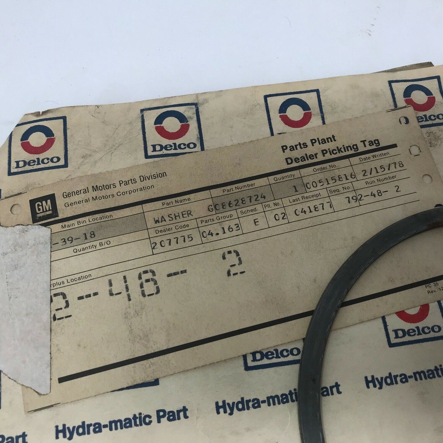 GENUINE GM NOS 8628724 gr 4.163 - WASHER  (Low & Reverse Clutch)