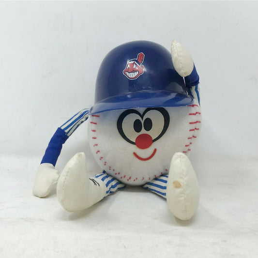 Vintage MLB CLEVELAND INDIANS Baseball Plush CUTE! Toy w Helmet