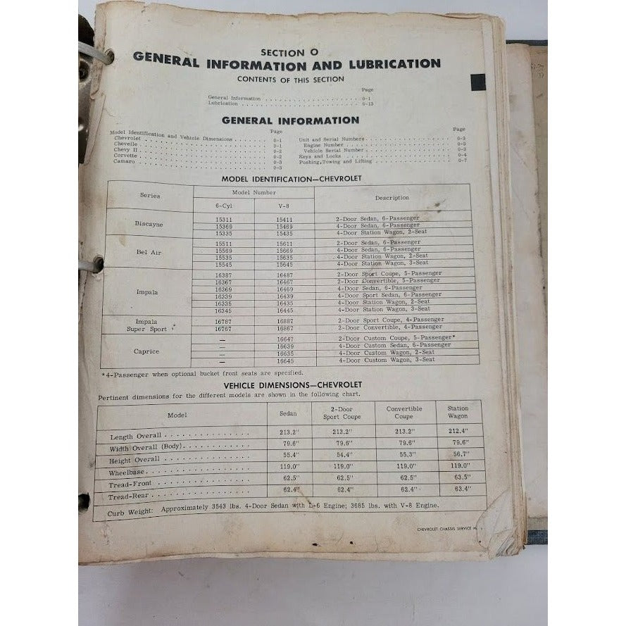 1967 Chassis Service Manual (in binder) Chevrolet, Chevelle, Camaro, Chevy II and Corvette - worn (see photos)