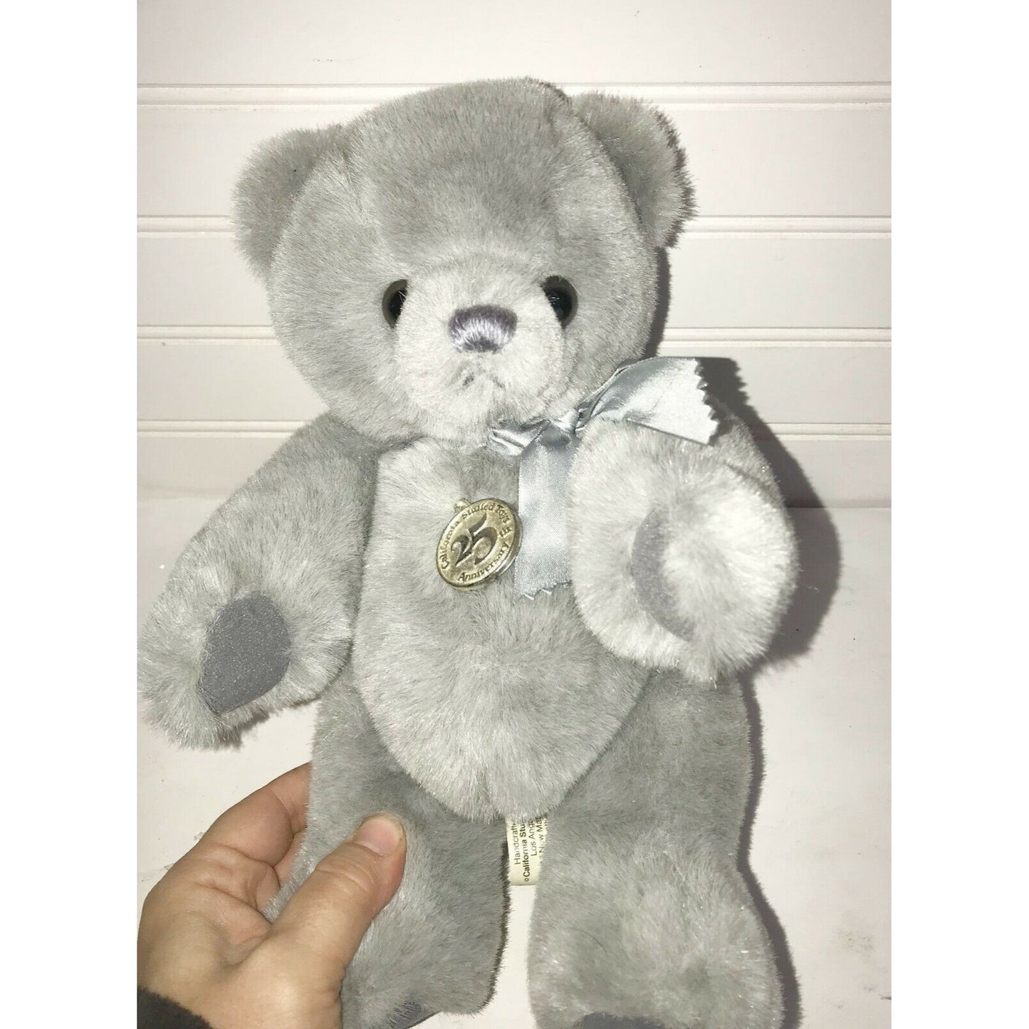 25th Anniv. Silver Teddy Bear 11" Plush California Stuffed Toy Co