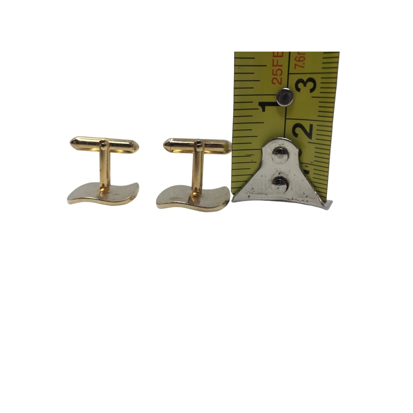 Wave Style Cufflinks - Gold Tone with pattern on face - Men's Jewelry