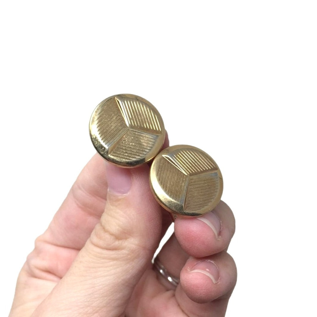 Gold Tone Cufflinks - Segmented with lines - Mens Cufflinks