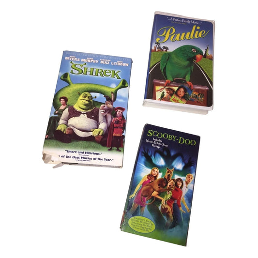 Set of 3 Vintage Kids VHS Tapes - Shrek, Paulie & Scooby-Doo A+ Stuff  A+ Stuff