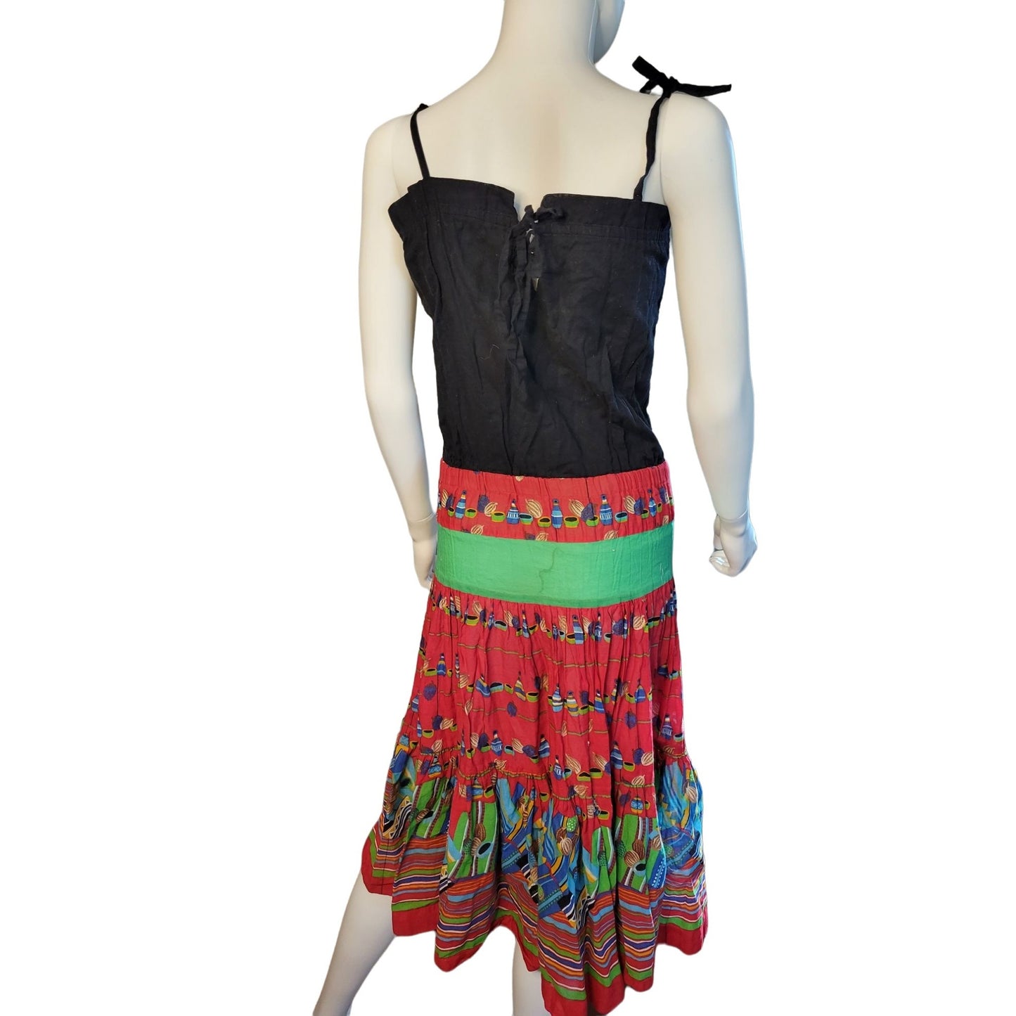 Colorful GYPSY DRESS Green, Red, Black SUMMER Dress