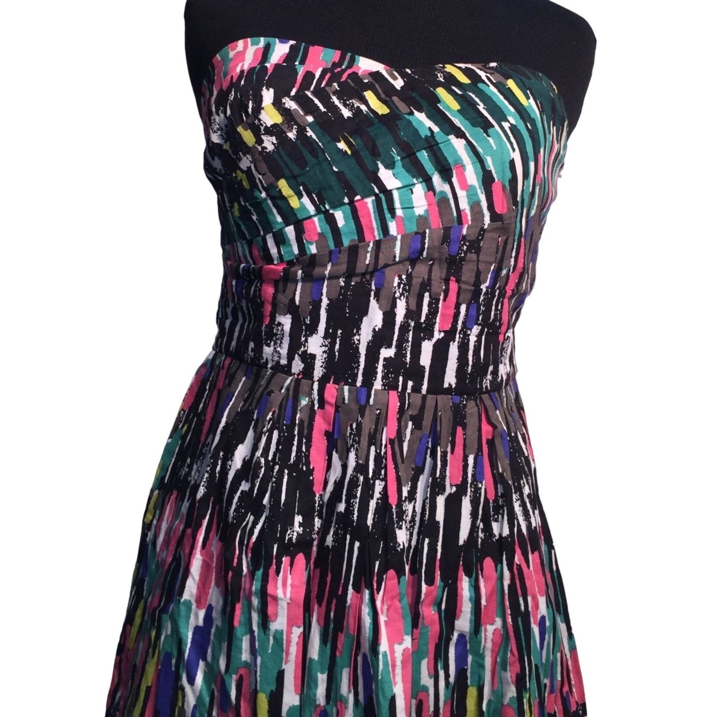 Johnny Martin Paint Stroke looking Sleeveless Party Dress Black, Teal, Pink, White, Yellow