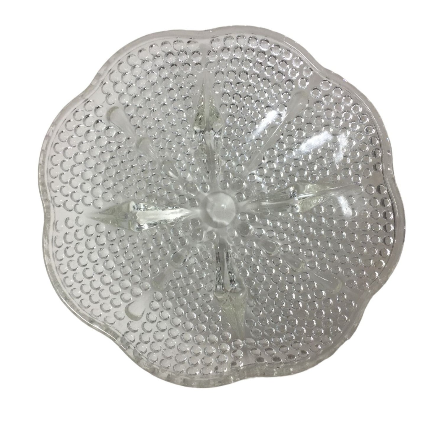 Pretty Clear Hobnail Dish with slightly scalloped edges  - 6.5" Diameter