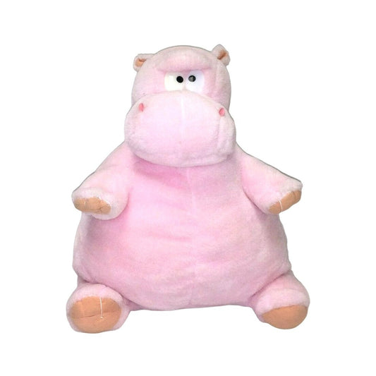 13" Pink Hippo SoftPlush - Wide Hippopotomus w funny eyes - toy