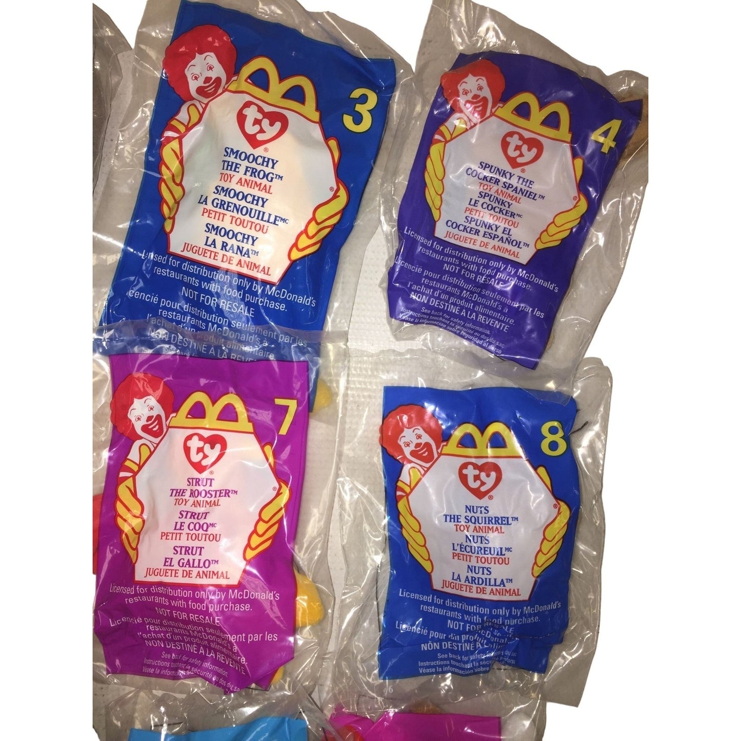 McDonalds Restaurant Kids Meal Toy Set (1-12) Ty Beanie Babies 1999 Promotion - New in Sealed Bags - Miniature beanie Babies