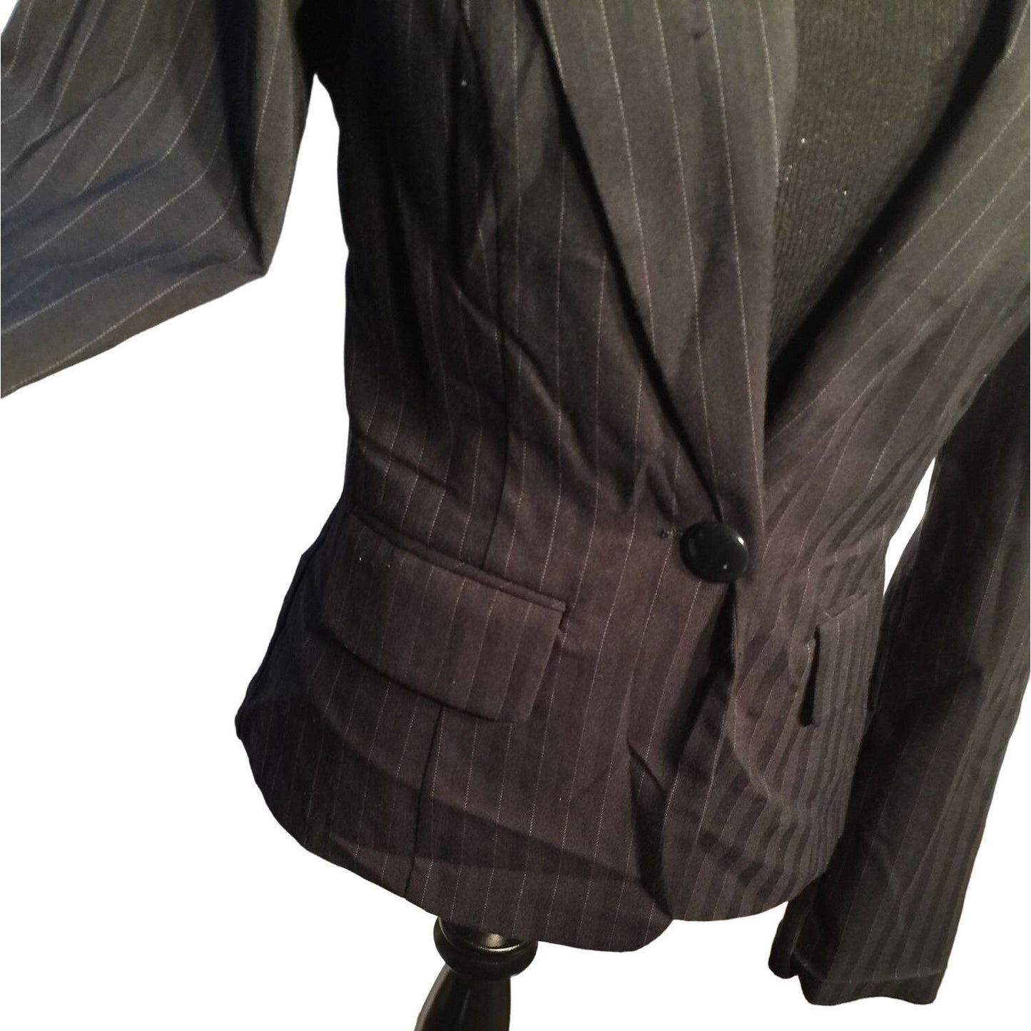 BCX Gray Pinstripe Double Breasted Blazer - Women's Medium