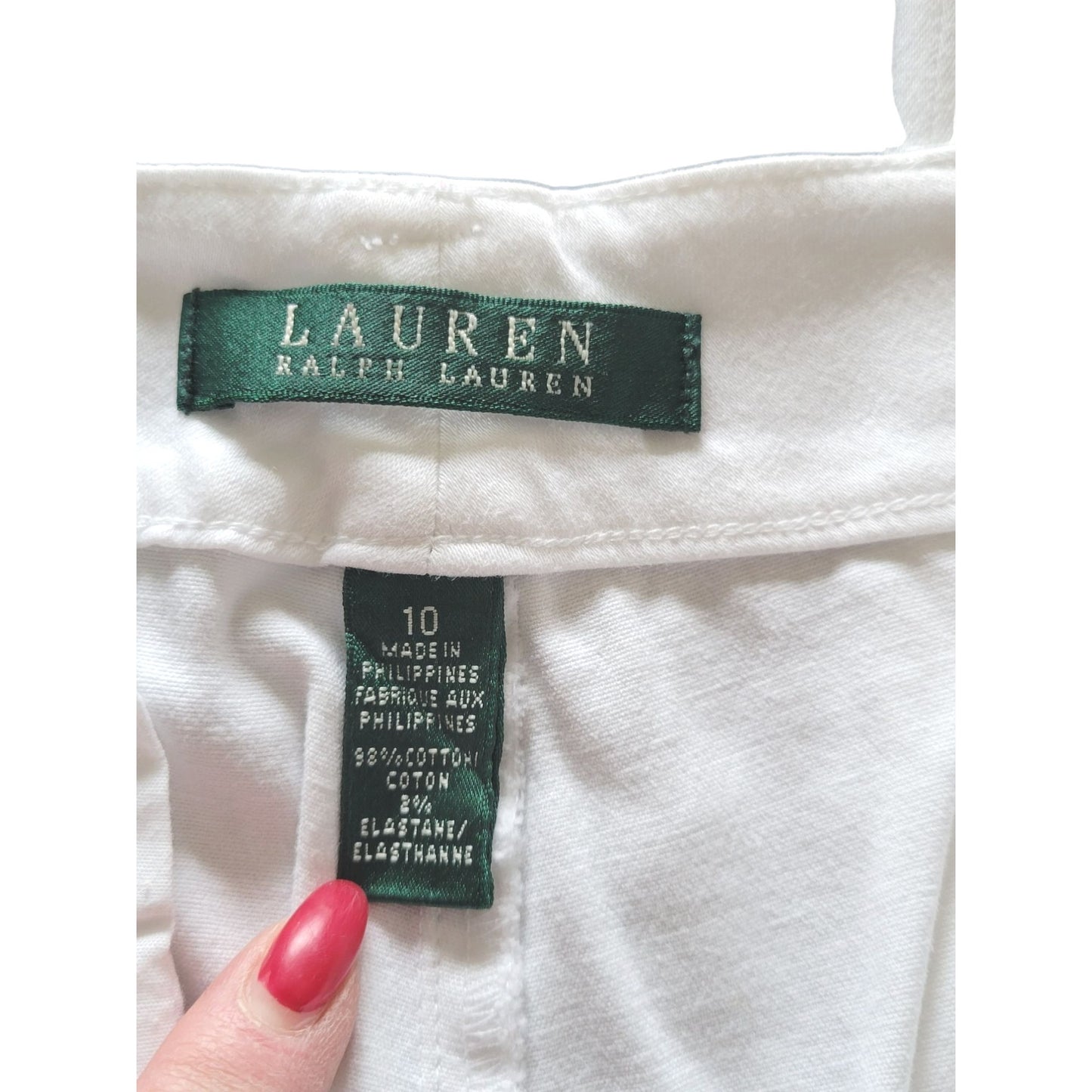 Lauren by RALPH LAUREN Women's White Capri Pants Size 10 Cotton