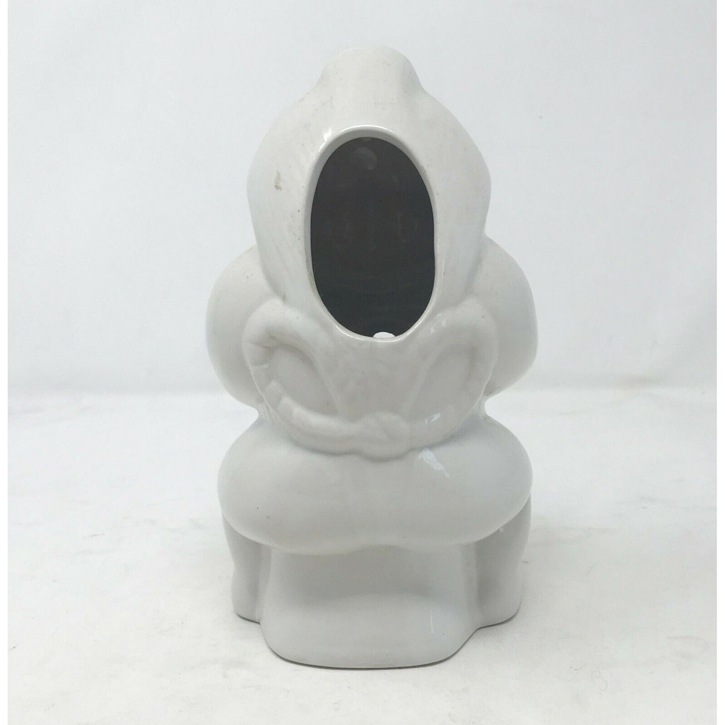 Ceramic BUDDHA Tiki Hands Out White w Hole for Straw or Incense